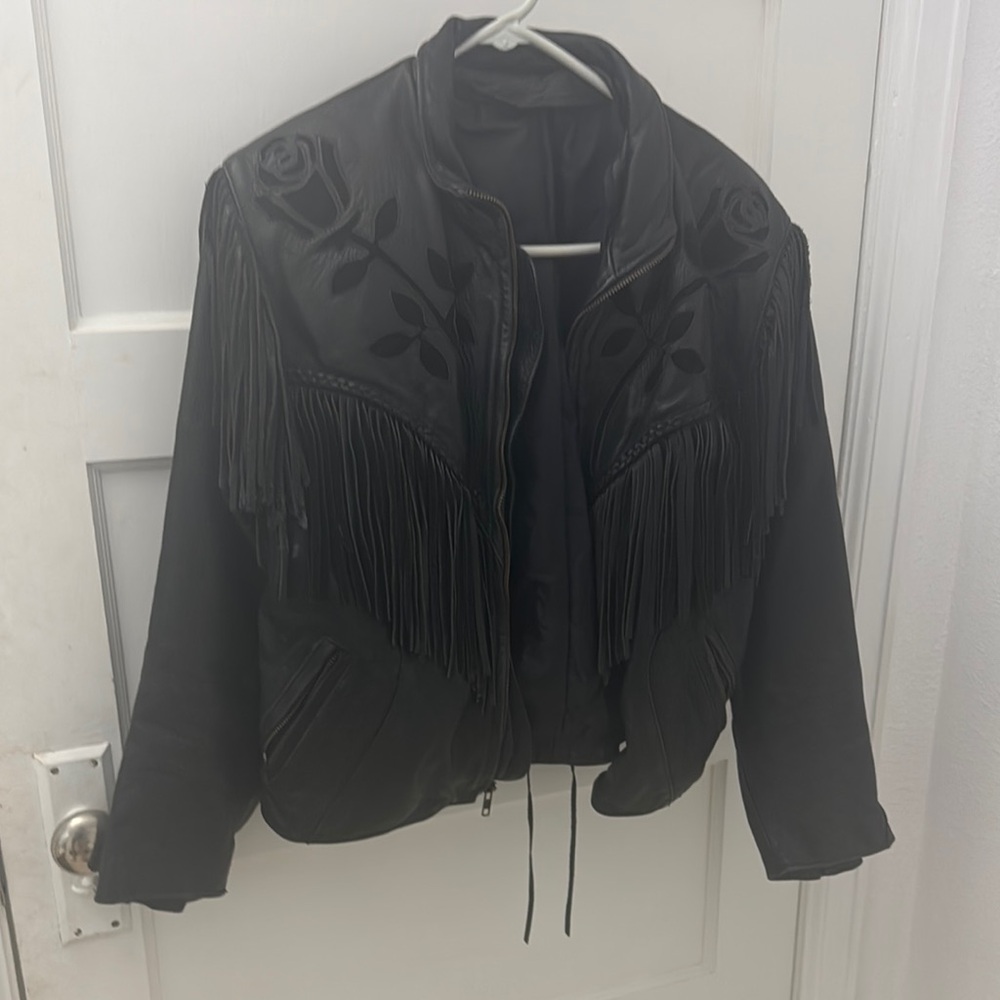 Black Fringe Leather Jacket